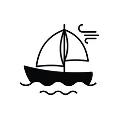 Wind-Powered Sailboat Icon vector stock illustration