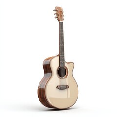Obraz premium Elegant Wooden Acoustic Guitar Studio Shot Musical Instrument for Musicians and Composers