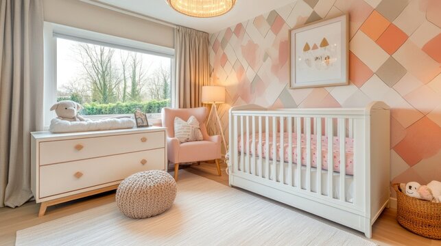 Fototapeta Cozy nursery with pastel accents