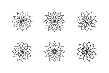 Obraz premium Set of Radial Vector Mandalas with Fine Line Details and Ornamental Shapes