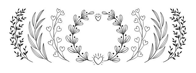 Set Hand drawn ornamental element