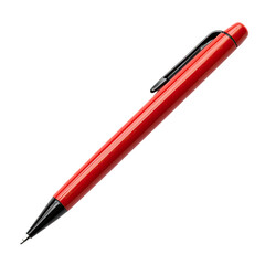 A vibrant red ballpoint pen, sleek and modern.  Features a glossy finish and a simple,  minimalist design