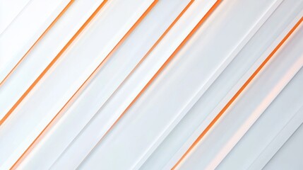Obraz premium Modern white background with thin orange diagonal stripes, minimal design ideal for corporate and creative presentations