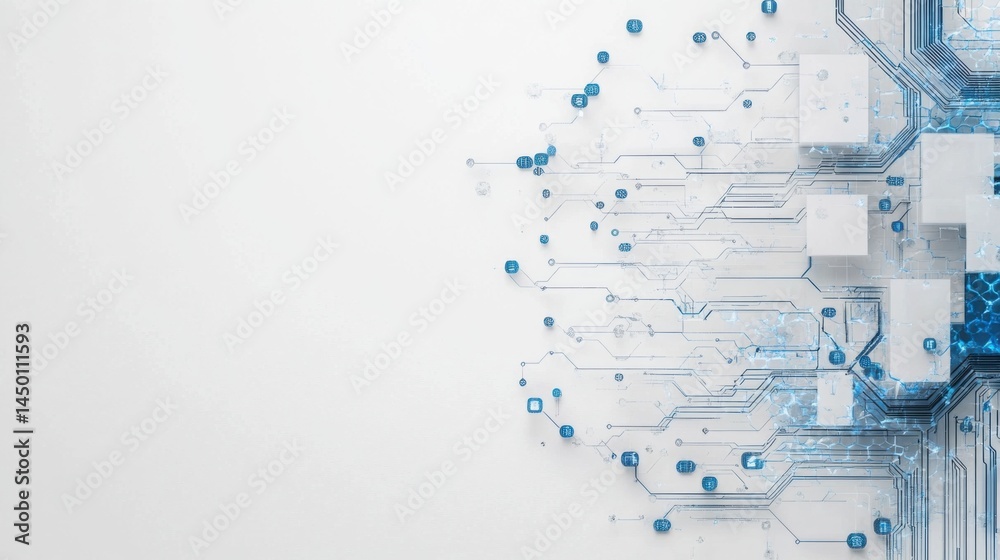 Poster white business slide background with soft blue tech-inspired abstract patterns, creating a clean and