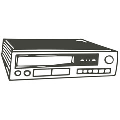 Obraz premium Vintage Video Cassette Recorder Illustration in Monochrome Style 