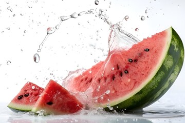 Watermelon Splash in Water – Fresh Summer Fruit Photography in High Resolution