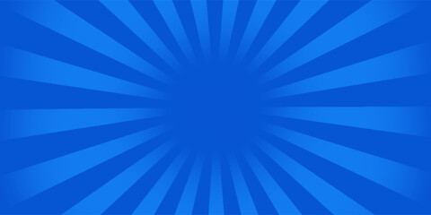 Blue comic sunburst effect background with halftone. Pop art comic-style vector background. Suitable for templates, sale banners, events, ads, web and pages