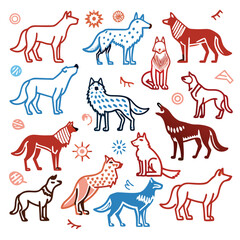 "Wolf Silhouette Vector Collection Featuring Howling, Tribal, and Wilderness Scenes for Logos, Tattoos, and Outdoor Art"