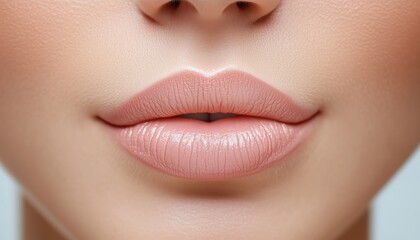 Fototapeta premium Close-Up Of Woman'S Lips Following Lip Blushing Permanent Makeup Treatment: Enhancing Natural Beauty With Lasting Results.