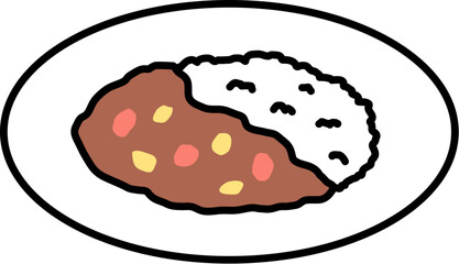 シンプルな家庭のカレーライスのイラスト