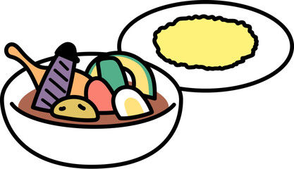 シンプルな野菜が入ったスープカレーのイラスト