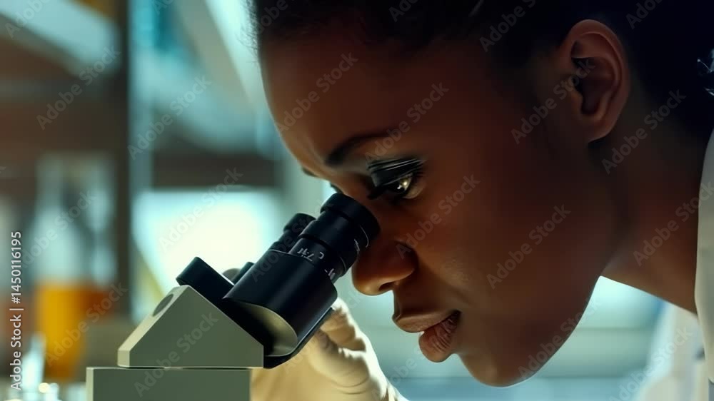 Aufkleber a scientist meticulously examines a sample under a microscope in a laboratory setting. this illustra