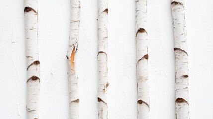 Fototapeta premium White minimalist background with delicate brown bark stripe accents, ideal for eco, artisan, or rustic presentations