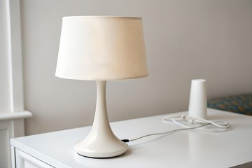 Minimalist table lamp isolated on clean white surface