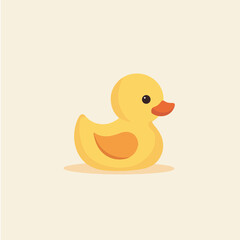 Minimalist rubber duck illustration on cream background, with copy space