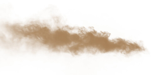 Dust sand soil smoke cloud particles isolated on transparent white background. Brown sandstorm smog...