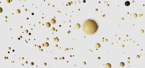 Scattered spheres in yellow and brown hues on a light background. Ideal for modern designs.