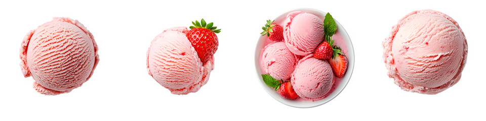 Delicious strawberry ice cream scoops