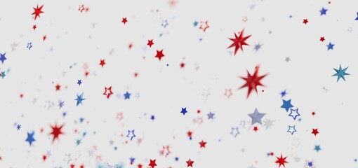 Festive background with red, white, and blue stars. Perfect for Independence Day, Memorial Day, or any patriotic celebration.