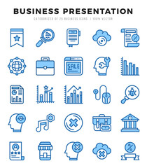 Business Presentation Two Color icons collection. 25 icon set in a Two Color design.