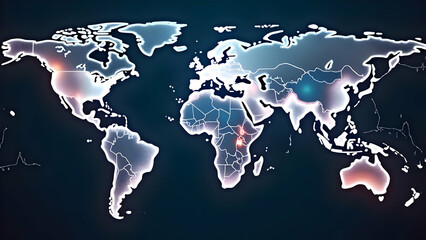 World Map Dissolving into Data Streams Forming Dynamic Global Stock Charts