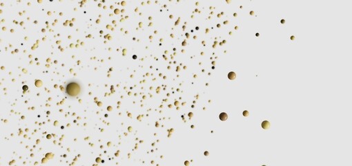 Abstract background image featuring numerous golden particles floating on a white background. Ideal for presentations, websites, and design projects.
