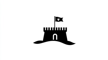 Fortress with Flag on Water, Abstract Graphic