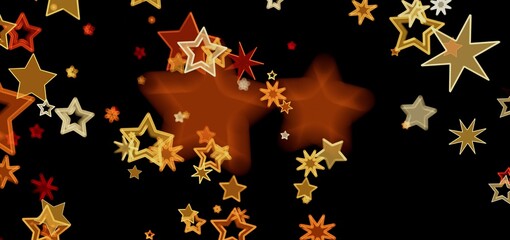 Abstract background with glowing gold stars on black. Perfect for holidays, celebrations, and more!