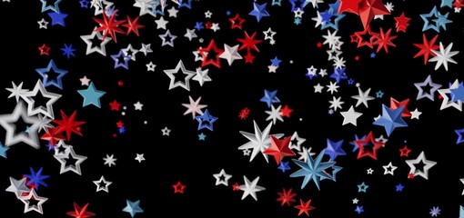 Beautiful 3D rendering of stars in red, white, and blue perfect for Independence Day or patriotic celebrations.