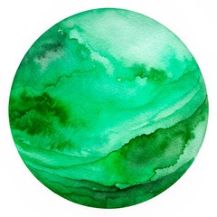 Green spot, circle watercolor. Abstract watercolor stain, blot. green color on white isolated background. Round shape. Green watercolor.Round