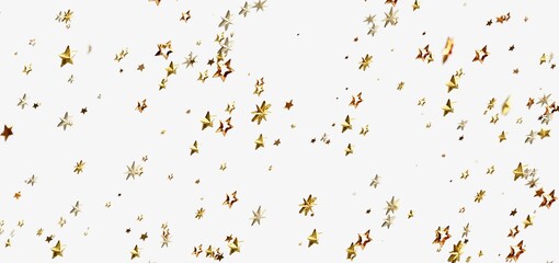 Sparkling gold stars falling on white background. Perfect for celebration, holidays, and more!