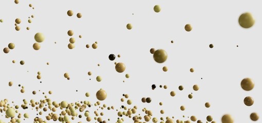 Abstract background image featuring many golden spheres floating. Ideal for presentations, websites, and more.