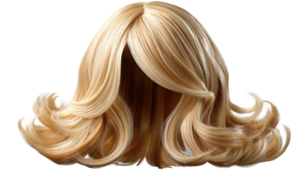Golden Wave: a stunning blonde wig with long, wavy locks, perfect for fashion, style, or transformation. This piece exudes elegance and glamour. 