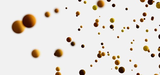 Floating spheres, abstract background, brown, gold, bokeh, texture, design element.