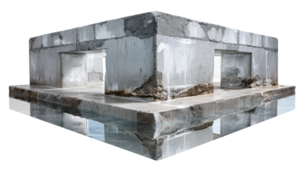 Concrete Architectural Model: Capturing the essence of raw construction, a striking concrete model stands isolated, its rugged textures and stark design. It evokes a sense of architectural ambition.