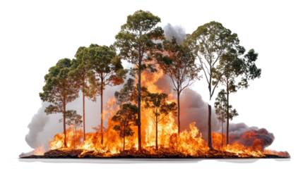 Forest Fire: A powerful image depicting the devastating impact of forest fires on the environment. Trees engulfed in flames, smoke billowing into the air, a stark reminder of the fragility of nature.