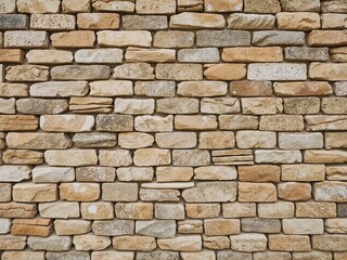 Fototapeta premium Rustic Brick Wall: A close-up showcases a meticulously crafted wall made of textured, earthy-toned bricks, each one adding to a timeless.