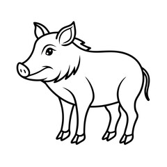 Wild Boar Outline Animal Drawing Vector