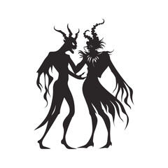 Fototapeta premium Silhouette of Embracing Demonic Figures