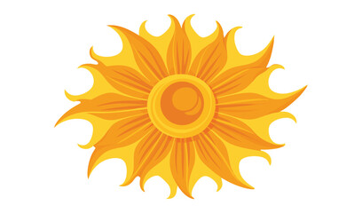 Stylized sun illustration bright yellow orange flower