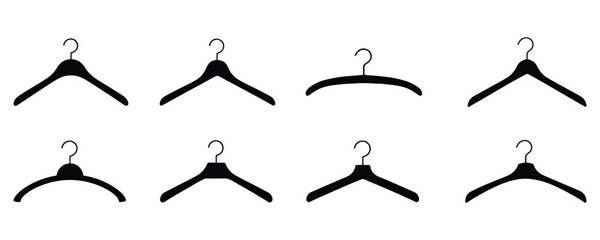 Hanger icon. Set of clothes hanger vector icons. Clothes hanger icons for wardrobe, fashion, and laundry.