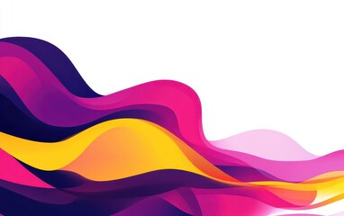 Abstract wavy colorful gradient design.  Dynamic flowing shapes in vibrant hues of pink, purple, and yellow, creating a modern and energetic visual effect, with soft gradients, on a white background