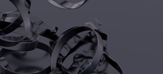 Stylish dark gray shiny ribbons forming abstract shapes. Perfect for modern designs.