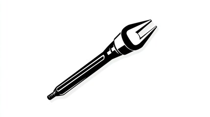 Obraz premium Abstract black and white graphic of a futuristic tool or weapon