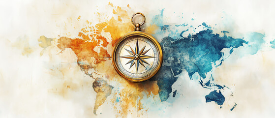 c compass on a map clipart