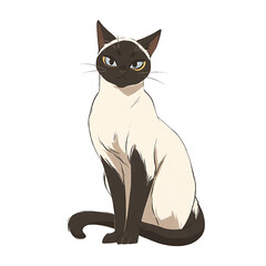 Fototapeta premium Elegant Siamese Cat Portrait: A beautiful feline with striking blue eyes and classic coloring sits regally, its gaze capturing your attention.
