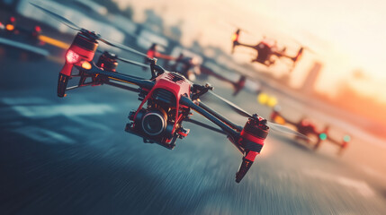 exhilarating modern drone race showcasing advanced drone technology and skilled pilots in action.