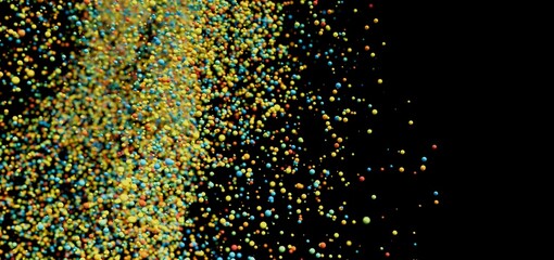 Abstract background with vibrant multicolored spheres exploding. Perfect for technology, energy, or celebration themes.