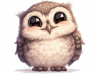 Naklejka premium Adorable cartoon owl with big eyes and soft, fluffy feathers