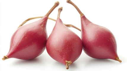 Red rose water apples, known as jambu air, displayed on white background